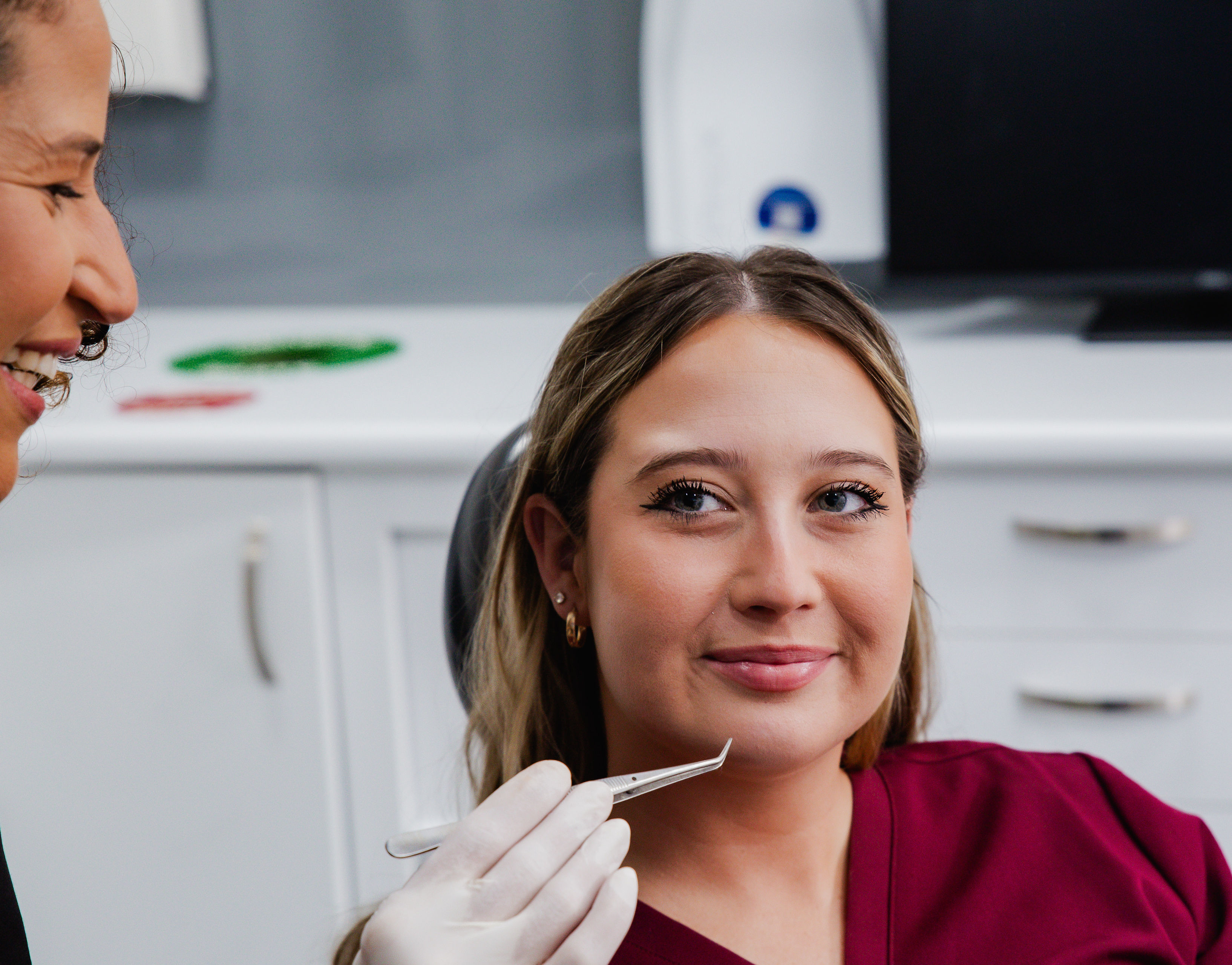 A close-up clinical exam
